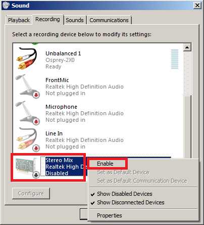 Vista Sound Card Settings