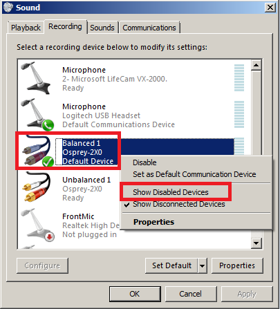 Vista Sound Card Settings